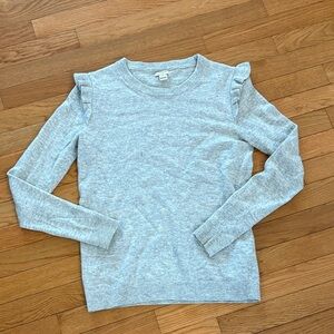 J. Crew Light Gray Kids Sweater with Ruffle Sleeves
